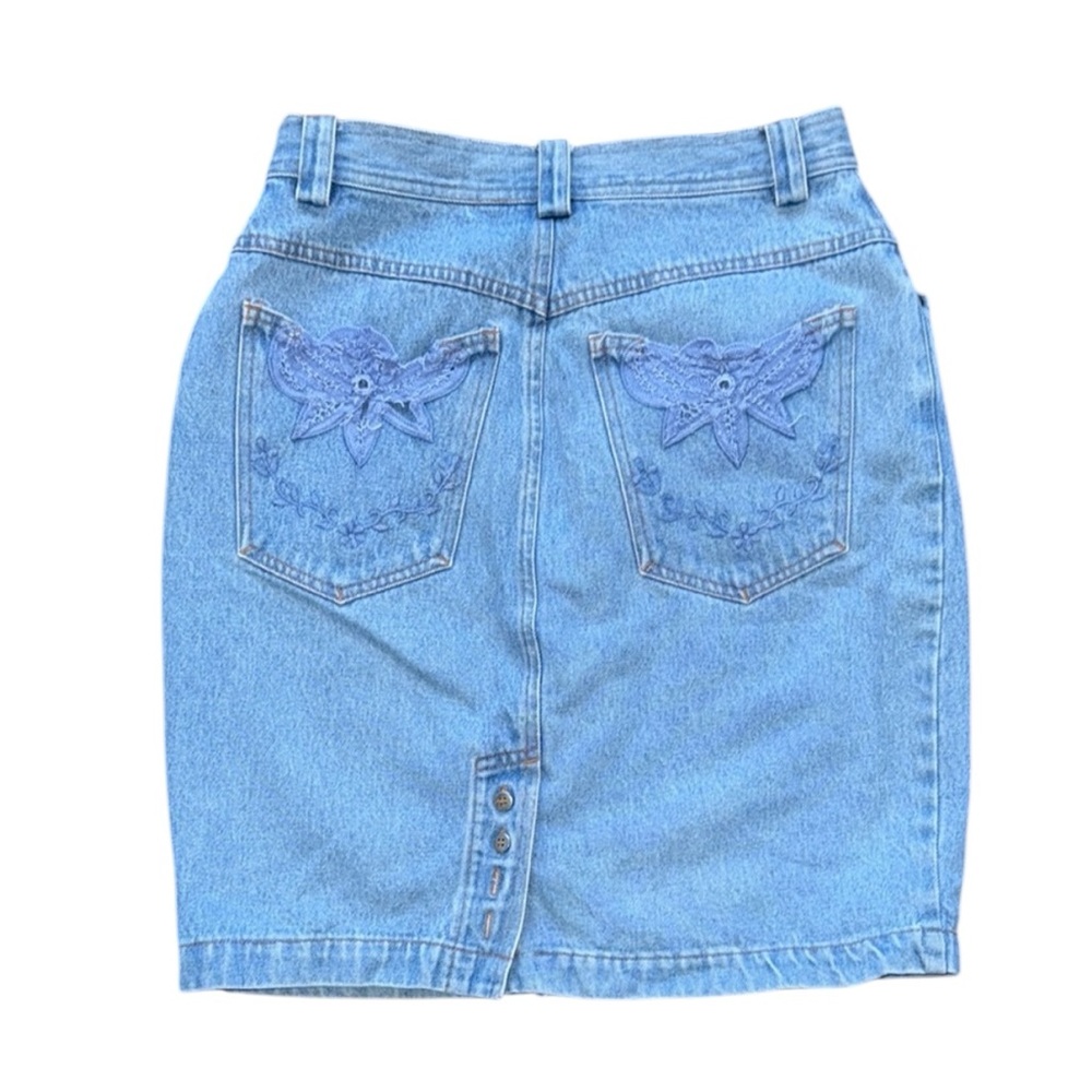 Vintage Embroidered Denim Skirt